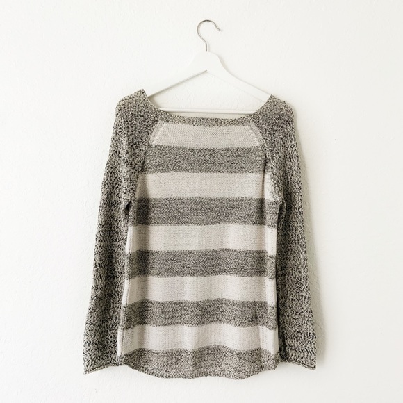 Sanctuary Striped Cream Gray Knitted Sweater Small - Picture 5 of 5